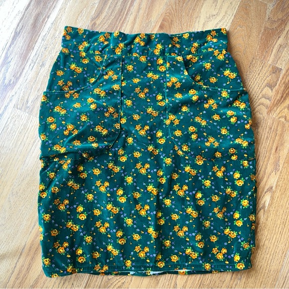Dresses & Skirts - Handmade Velvet Floral Knee-length Skirt 32” Waist - Green Orange Yellow Purple